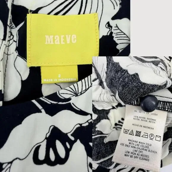 Anthropologie Maeve Zola Floral Shift Dress Black Ivory 2 - Picture 4 of 9